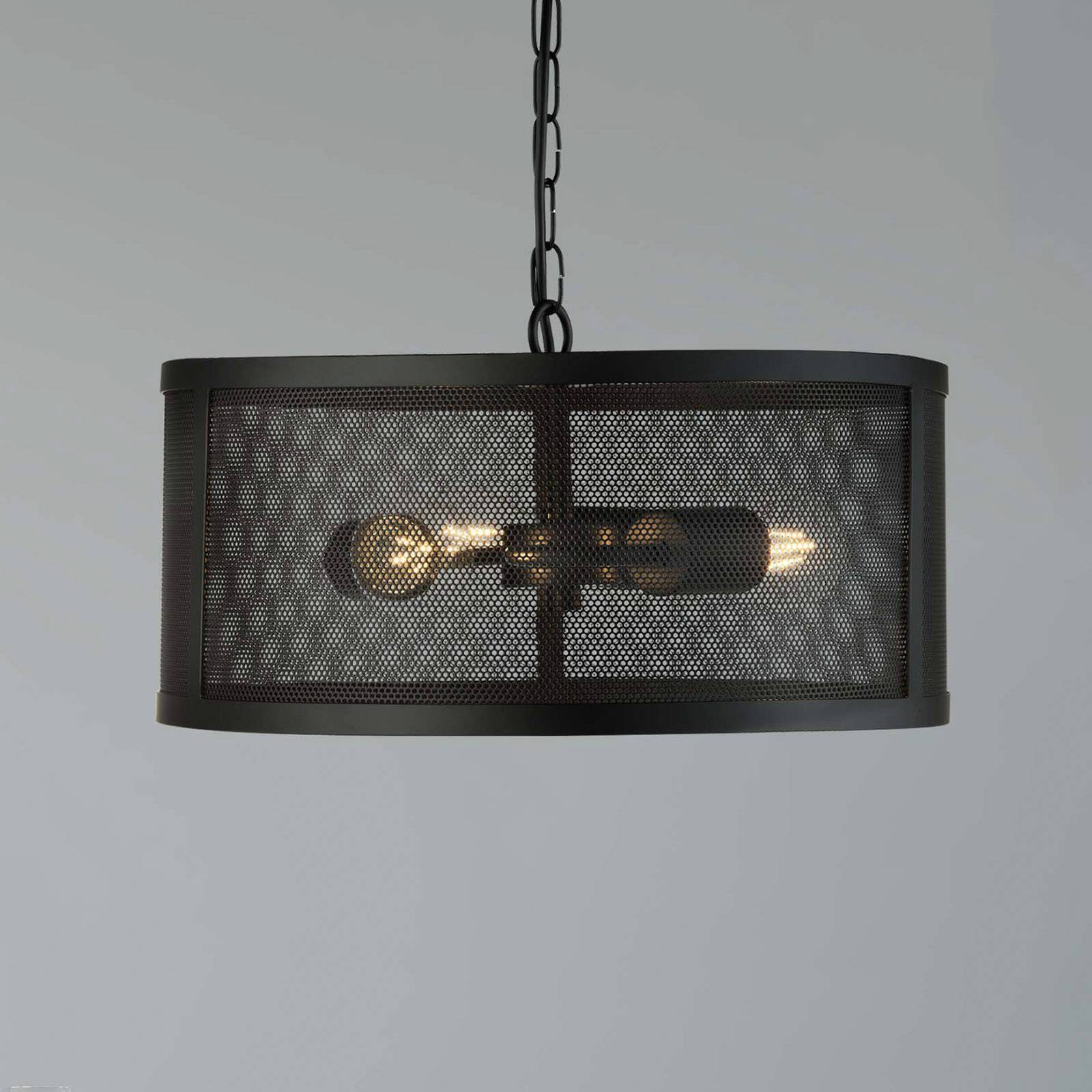 Závěsné světlo Fishnet z kovu v černé Ø 45 cm